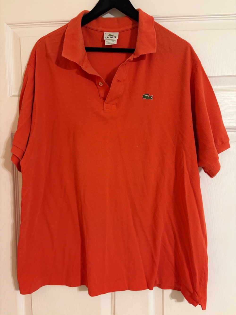 Lacoste Mens Polo Shirt Size 9 Classic Fit Piqué 5191L-Vibrant Orange/ Coral